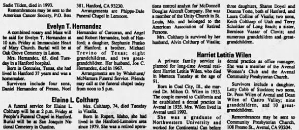 Clipping from The Hanford Sentinel